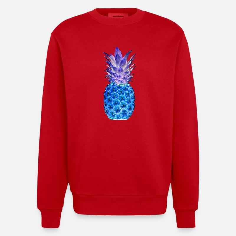 ANANAS MOSAIK night - Heavyweight Oversized Organic Crew Neck Made in EU - Rot