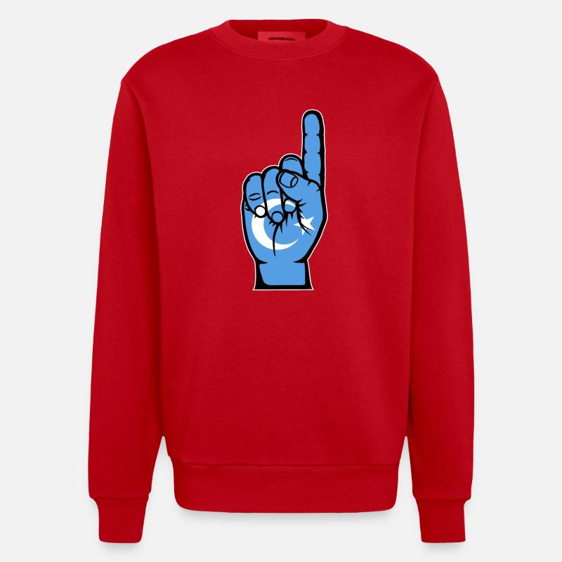 Drapeau ouïghour numéro 1 - Sweat bio épais oversize fabriqué en UE - rouge