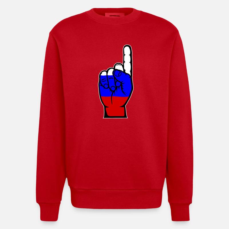 Drapeau russe numéro 1 - Sweat bio épais oversize fabriqué en UE - rouge