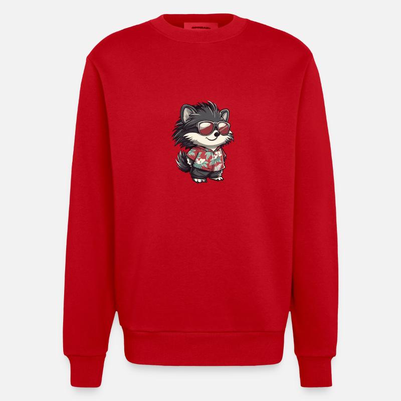 Igel Comic Urlaub - Heavyweight Oversized Organic Crew Neck Made in EU - Rot