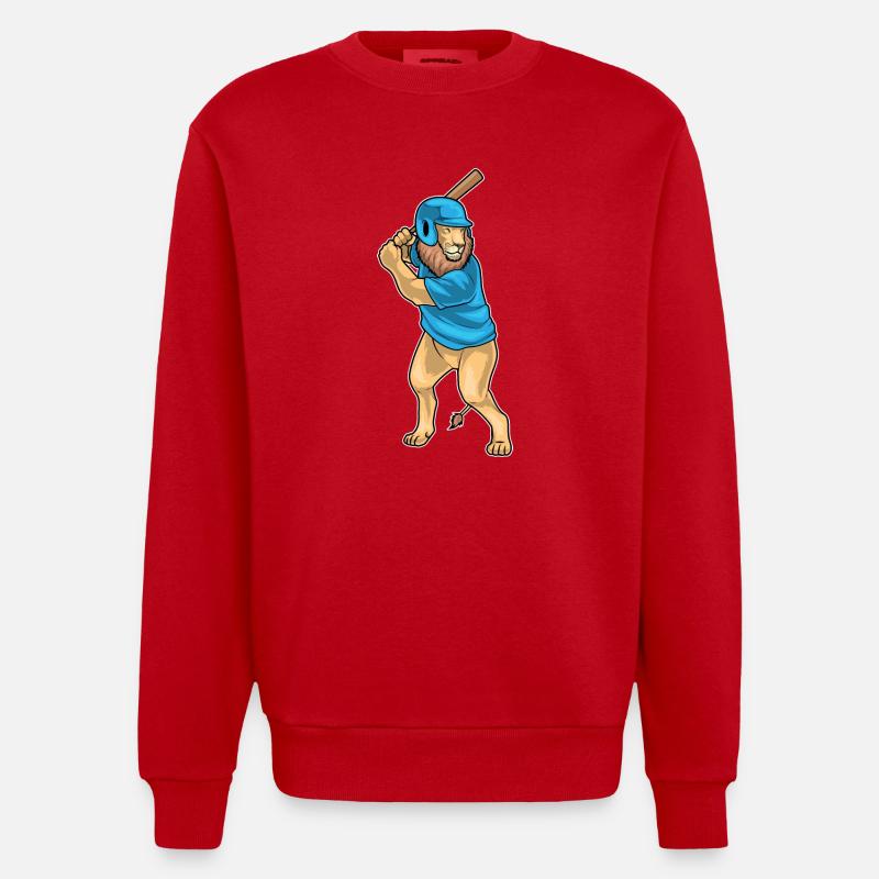 Lion Baseball Batte de Baseball - Sweat bio épais oversize fabriqué en UE - rouge