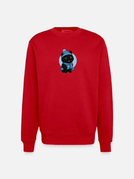 Cuddly Dog Winter Magic - Heavyweight Oversized Organic Crew Neck Made in EU - red