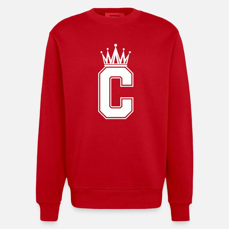 Buchstabe C - Heavyweight Oversized Organic Crew Neck Made in EU - Rot