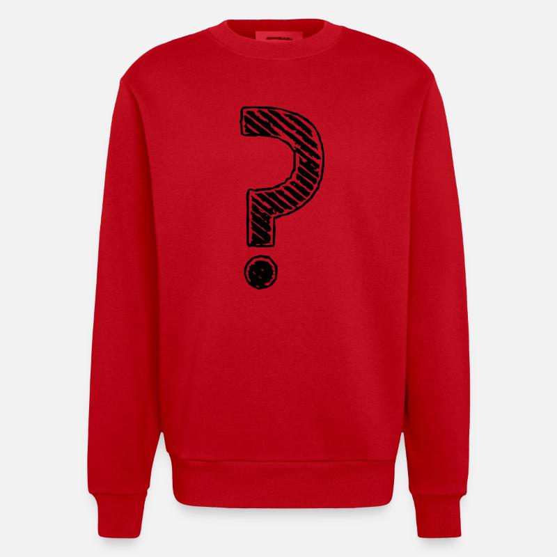 Point d'interrogation rayures regard grunge - Sweat bio épais oversize fabriqué en UE - rouge
