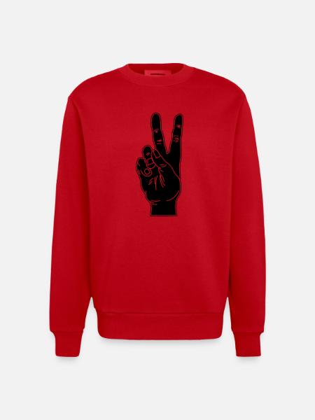 Black hand gesture peace - Heavyweight Oversized Organic Crew Neck Made in EU - red