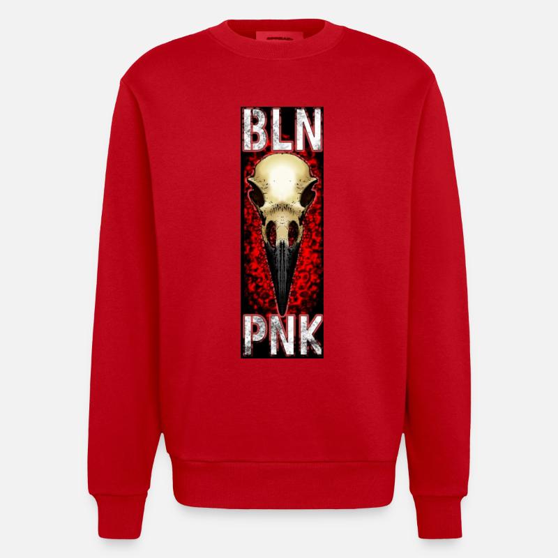 BLN PNK Ravenskull - Heavyweight Oversized Organic Crew Neck Made in EU - Rot