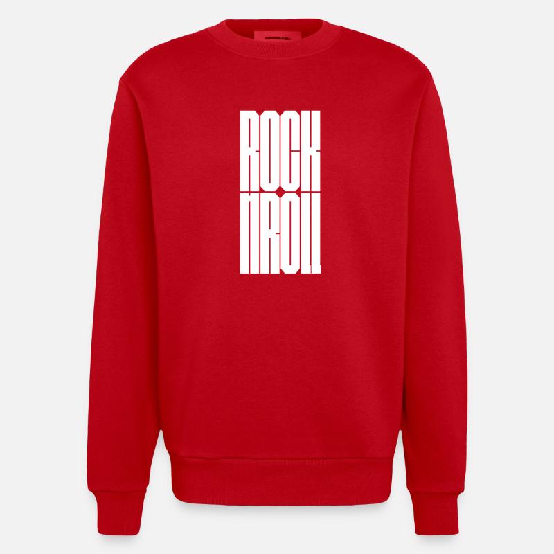 Rock and Roll bold logo design - Heavyweight Oversized Organic Crew Neck Made in EU - red