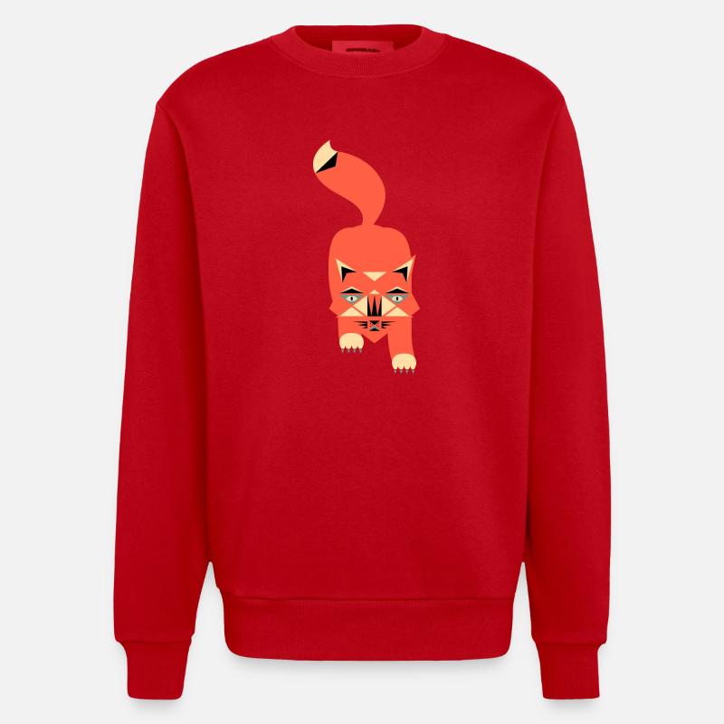 Cat Geometric Style - Sweat bio épais oversize fabriqué en UE - rouge