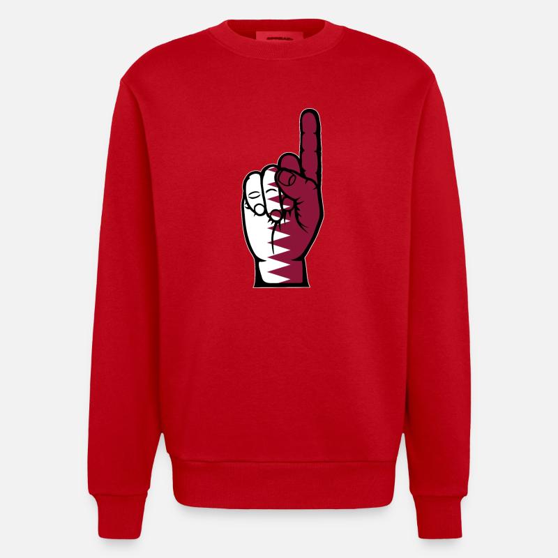 Katar Flagge Nummer 1 - Heavyweight Oversized Organic Crew Neck Made in EU - Rot