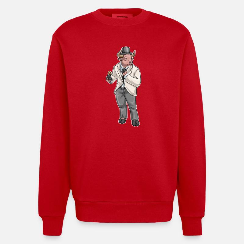 Taurus Groom Wedding Ring Wedding - Heavyweight Oversized Organic Crew Neck Made in EU - red