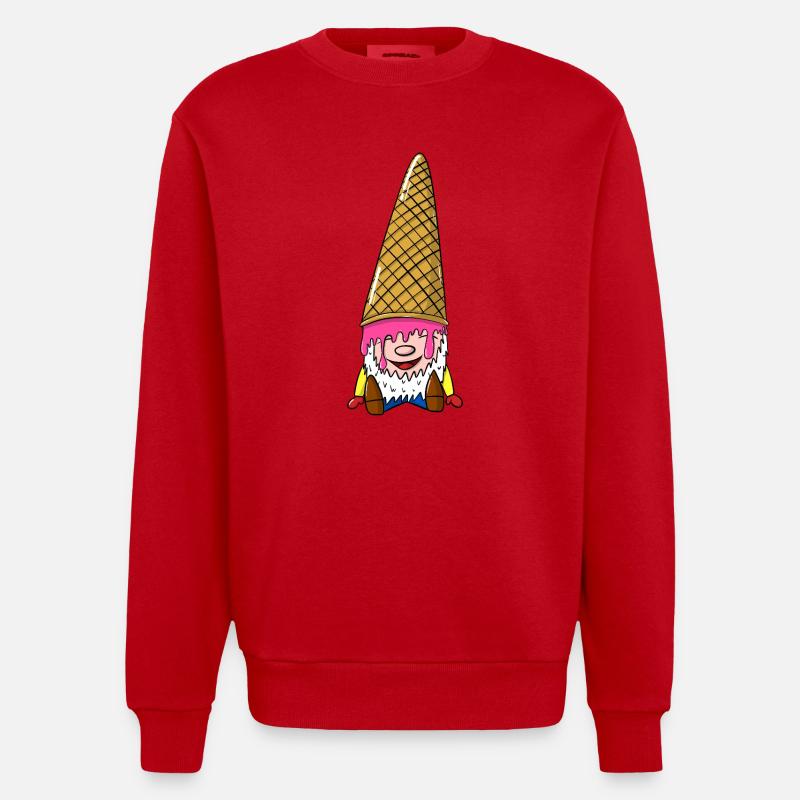 Zwerg mit Eiswaffel - Wichtel mit Eis - Heavyweight Oversized Organic Crew Neck Made in EU - red