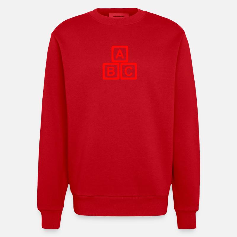 Conception contrastée de bloc ABC - Sweat bio épais oversize fabriqué en UE - rouge