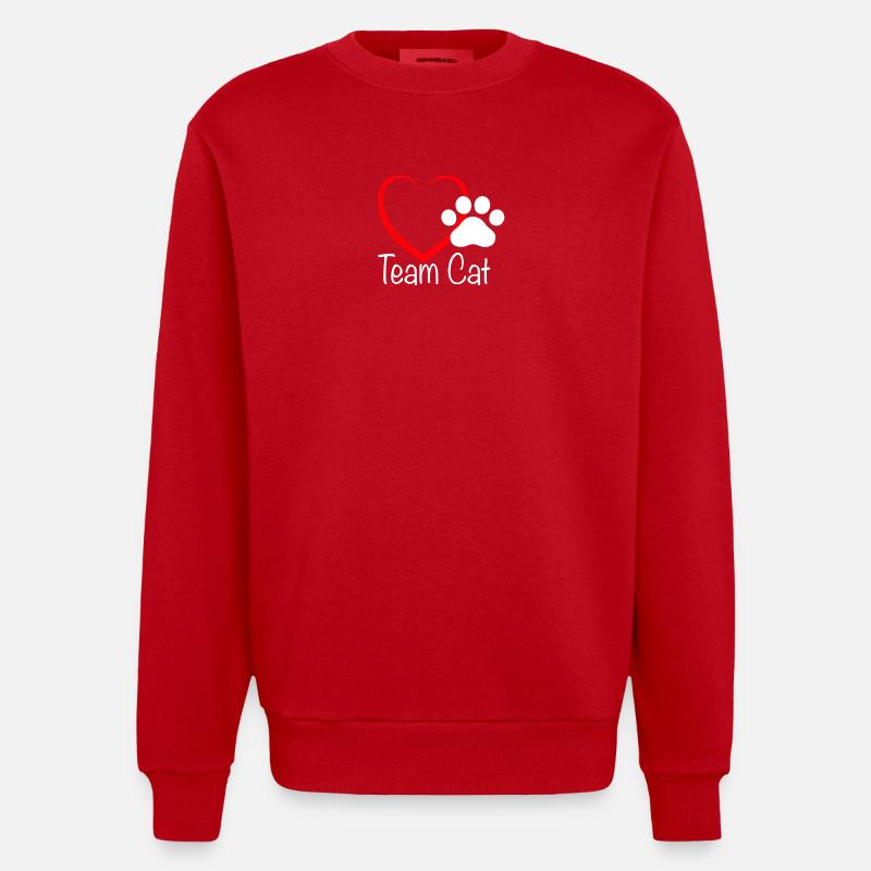 Team Cat mit Herzchen - Heavyweight Oversized Organic Crew Neck Made in EU - Rot