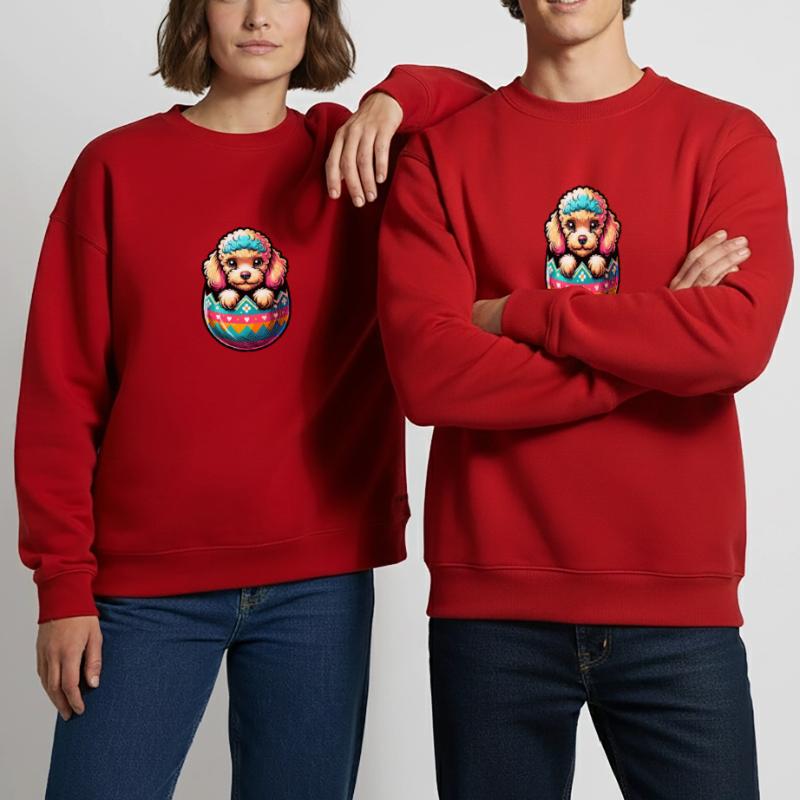 Easter Egg Easter Egg Dog Poodle Hatches From The Egg Heavyweight Oversized Organic Crew Neck Made in EU
