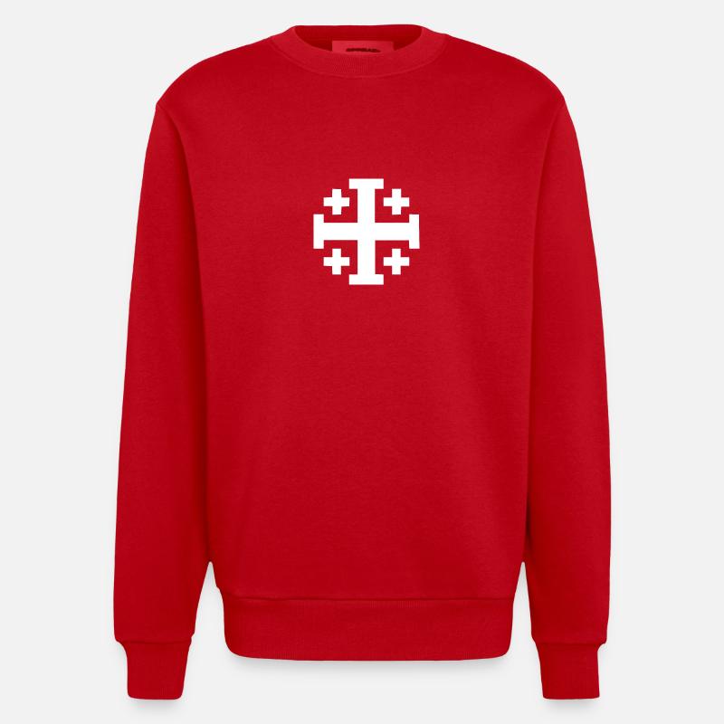 Jerusalem Cross Jerusalem Cross - Heavyweight Oversized Organic Crew Neck Made in EU - red