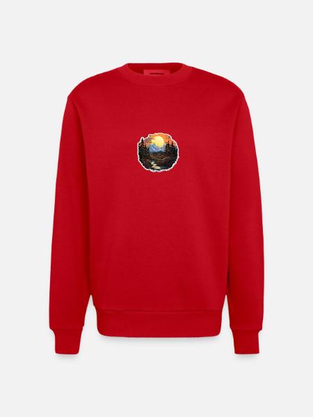 Landscape - Illustration - Heavyweight Oversized Organic Crew Neck Made in EU - red