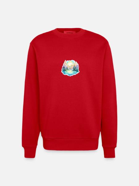 Paysage - Illustration - Sweat bio épais oversize fabriqué en UE - rouge