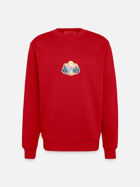 Paysage - Illustration - Sweat bio épais oversize fabriqué en UE - rouge