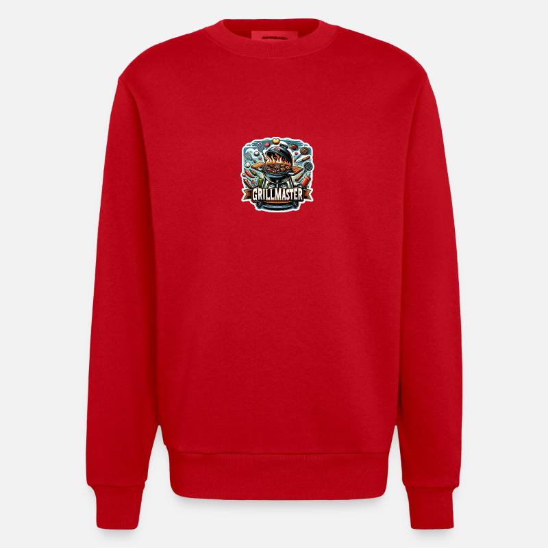 GrillMaster - Illustration de gril - Sweat bio épais oversize fabriqué en UE - rouge