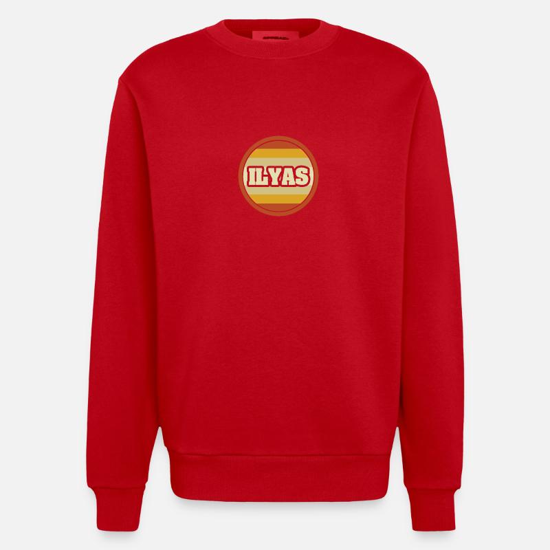 First name Ilyas - Heavyweight Oversized Organic Crew Neck Made in EU - red