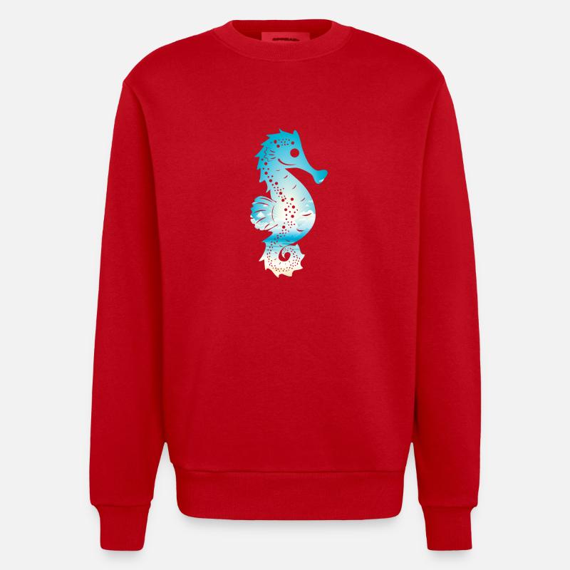 SeePferdchen (Sky-Edition) - Heavyweight Oversized Organic Crew Neck Made in EU - Rot