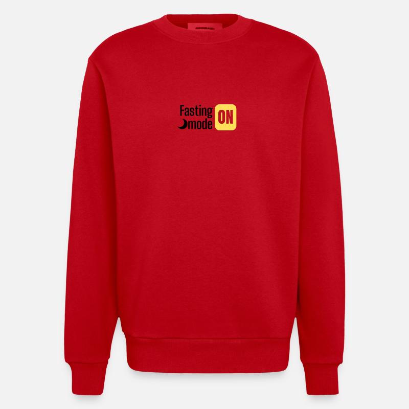 Fasting mode ON text design - Heavyweight Oversized Organic Crew Neck Made in EU - red