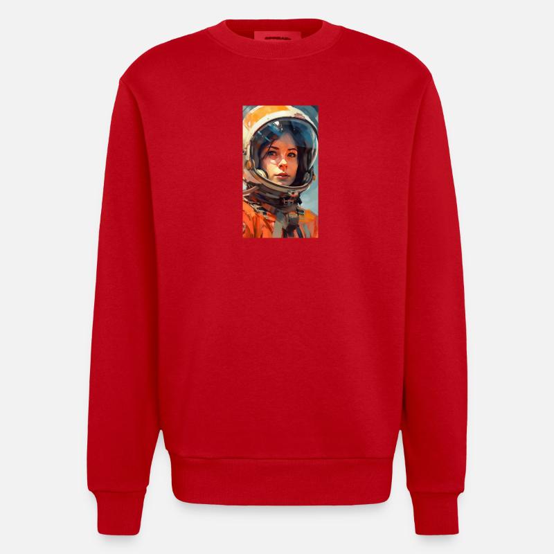 Fille de l’espace - Sweat bio épais oversize fabriqué en UE - rouge