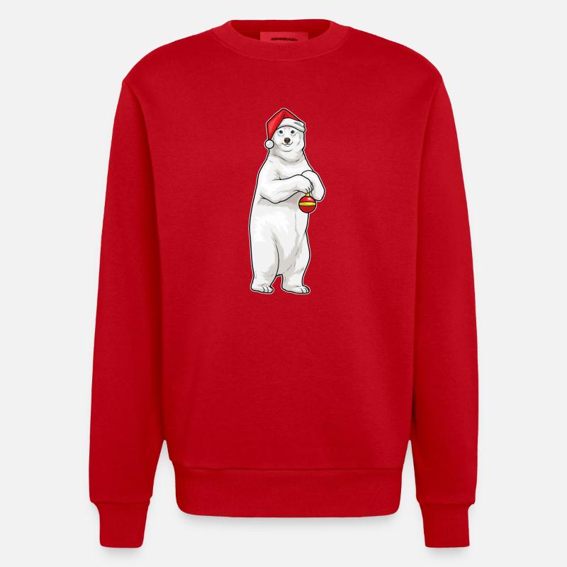 Eisbär Weihnachten Weihnachtskugel - Heavyweight Oversized Organic Crew Neck Made in EU - Rot