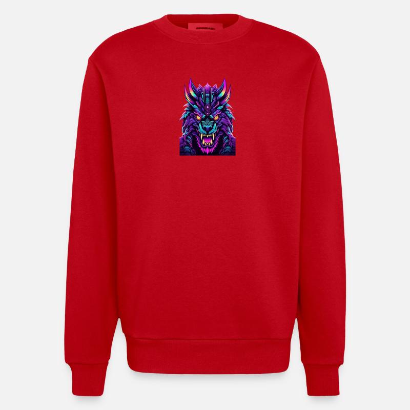 Neon Wolfsgeist - Heavyweight Oversized Organic Crew Neck Made in EU - Rot