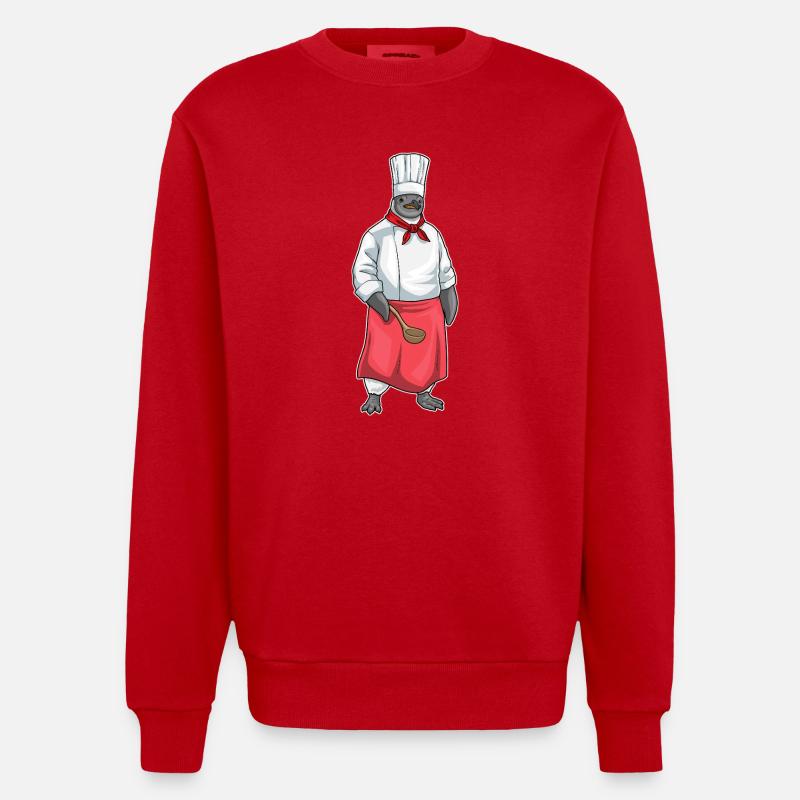 Penguin Chef Chef chapeau Cuisine - Sweat bio épais oversize fabriqué en UE - rouge