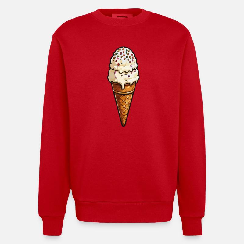Doppel-Eiscreme mit Streuseln - Heavyweight Oversized Organic Crew Neck Made in EU - red