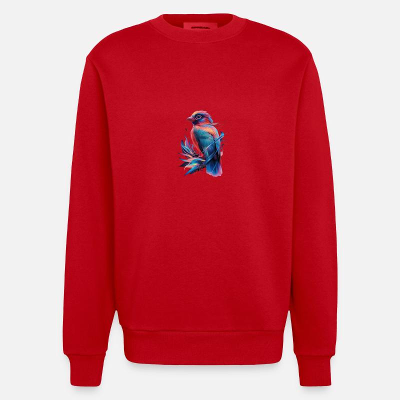Perroquet radieux - Élégance tropicale - Sweat bio épais oversize fabriqué en UE - rouge
