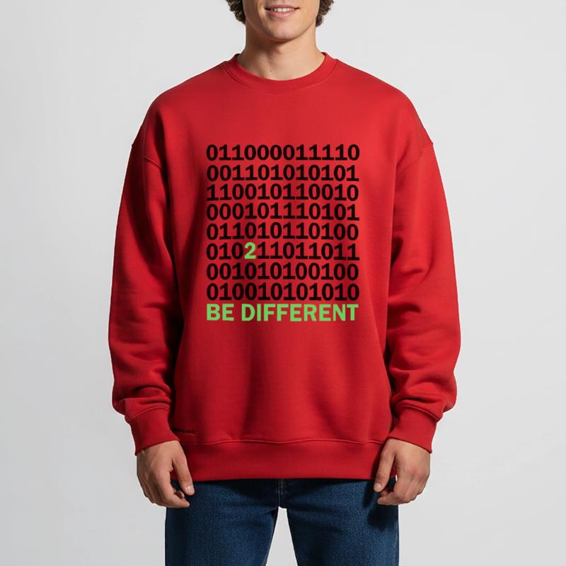 Be Different Binary Code Nerd Gift Heavyweight Oversized Organic Crew Neck Made in EU