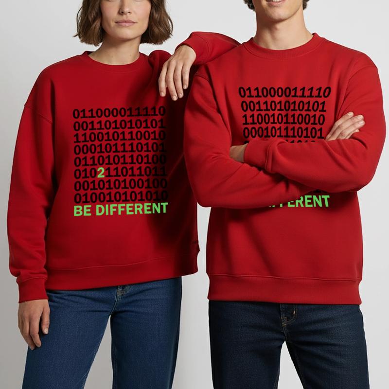 Be Different Binary Code Nerd Gift Heavyweight Oversized Organic Crew Neck Made in EU