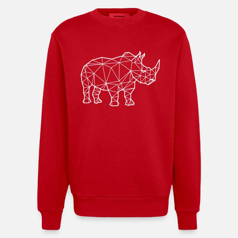Nashorn Polygon - Heavyweight Oversized Organic Crew Neck Made in EU - Rot