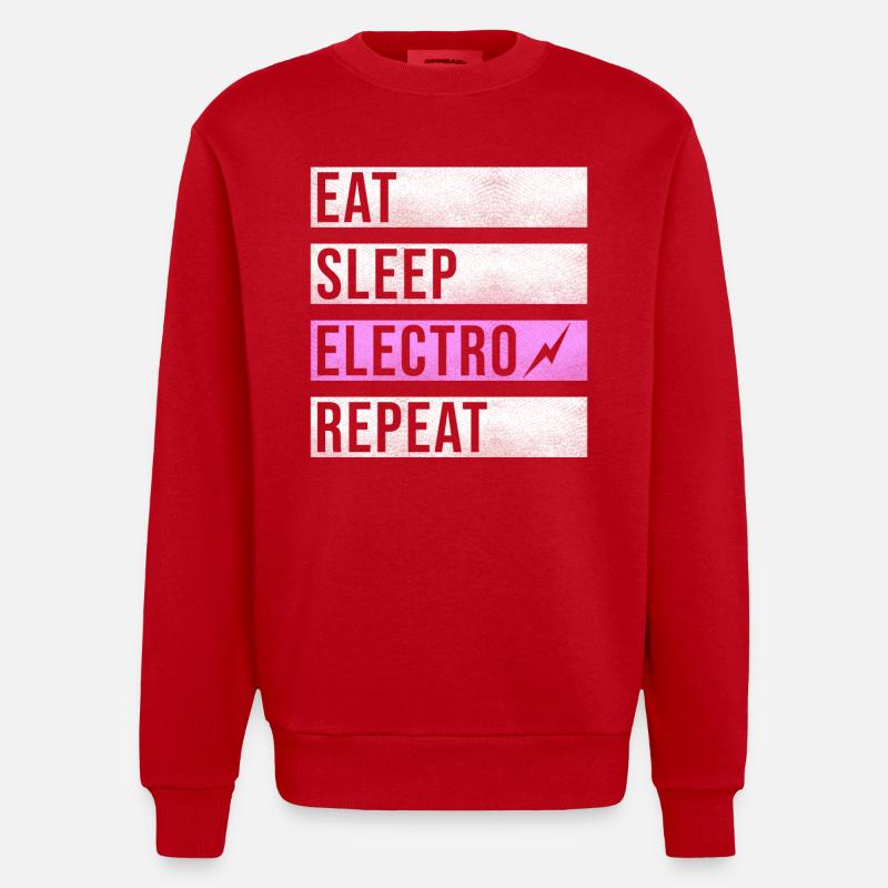 Techno Musik Electro Raver - Heavyweight Oversized Organic Crew Neck Made in EU - Rot