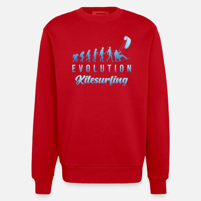 Kitesurfen Evolution - Heavyweight Oversized Organic Crew Neck Made in EU - Rot