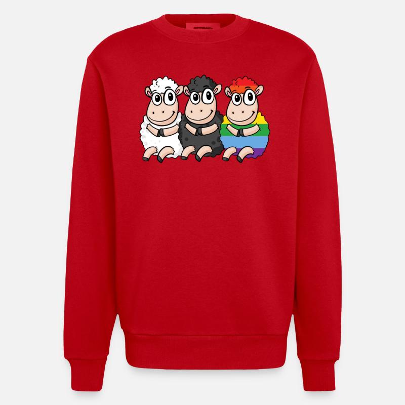Mouton noir - Mouton arc-en-ciel - Sweat bio épais oversize fabriqué en UE - rouge