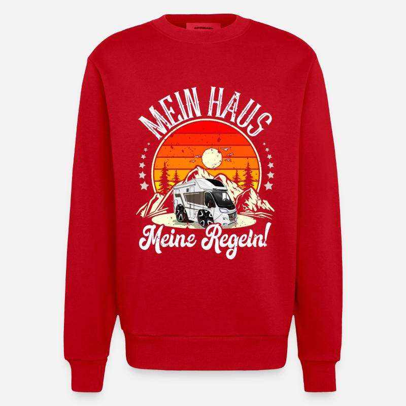 Camping Camper Campen - Heavyweight Oversized Organic Crew Neck Made in EU - Rot