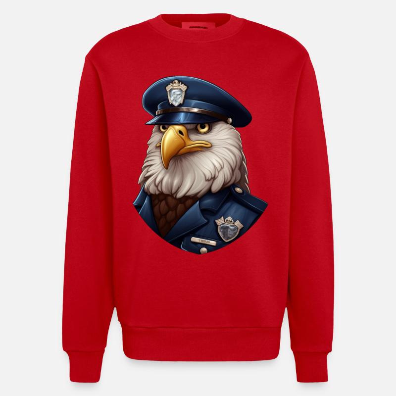 Polizei Eule - Heavyweight Oversized Organic Crew Neck Made in EU - Rot