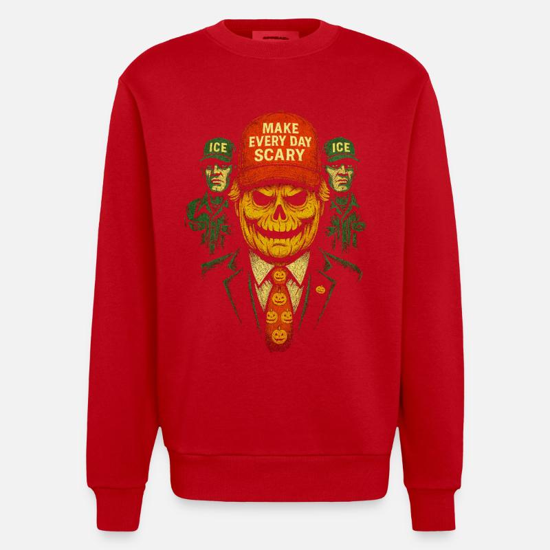 Kürbis Totenschädel Halloween Mode Statement - Heavyweight Oversized Organic Crew Neck Made in EU - Rot