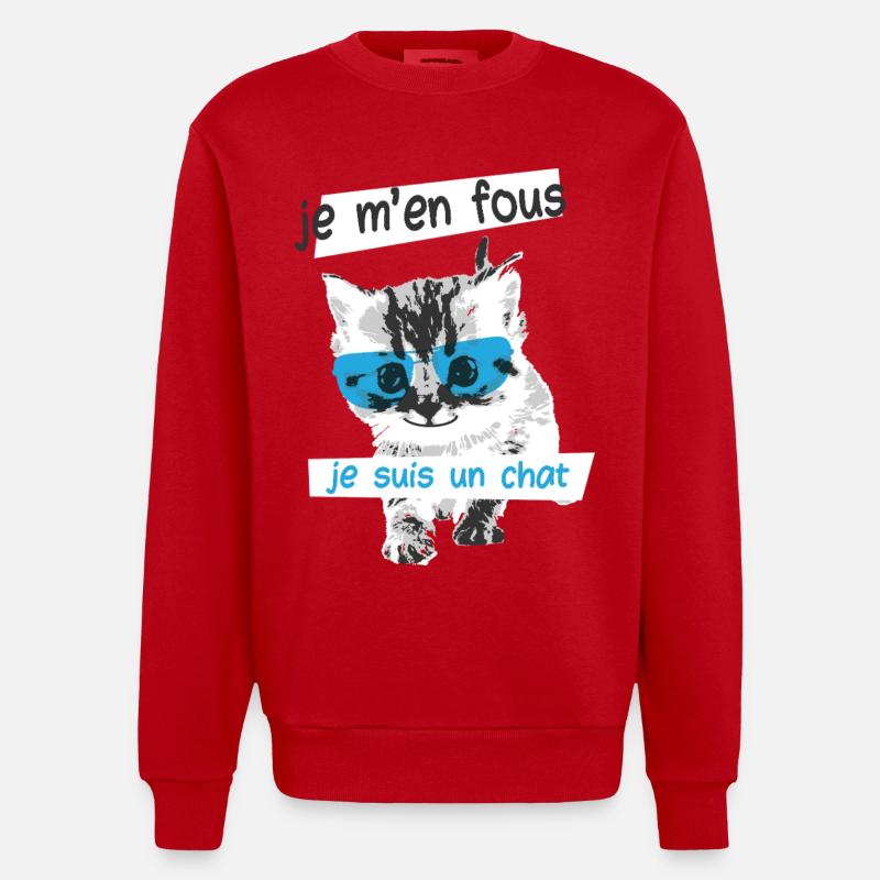 Chat Humour Geek Mignon Phrase drôle - Sweat bio épais oversize fabriqué en UE - rouge