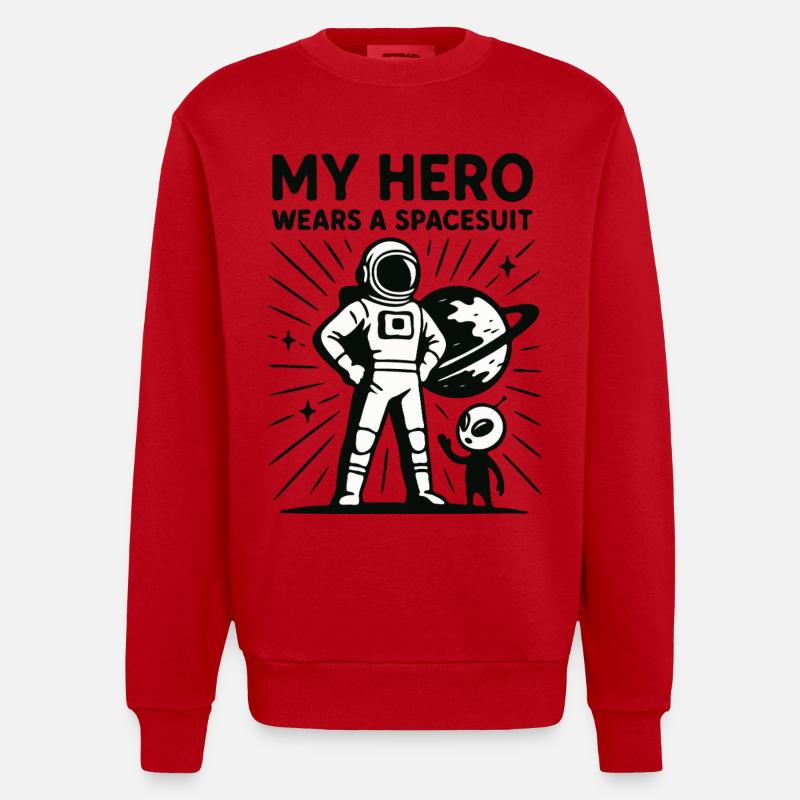 Héros de l’espace en combinaison spatiale - Sweat bio épais oversize fabriqué en UE - rouge