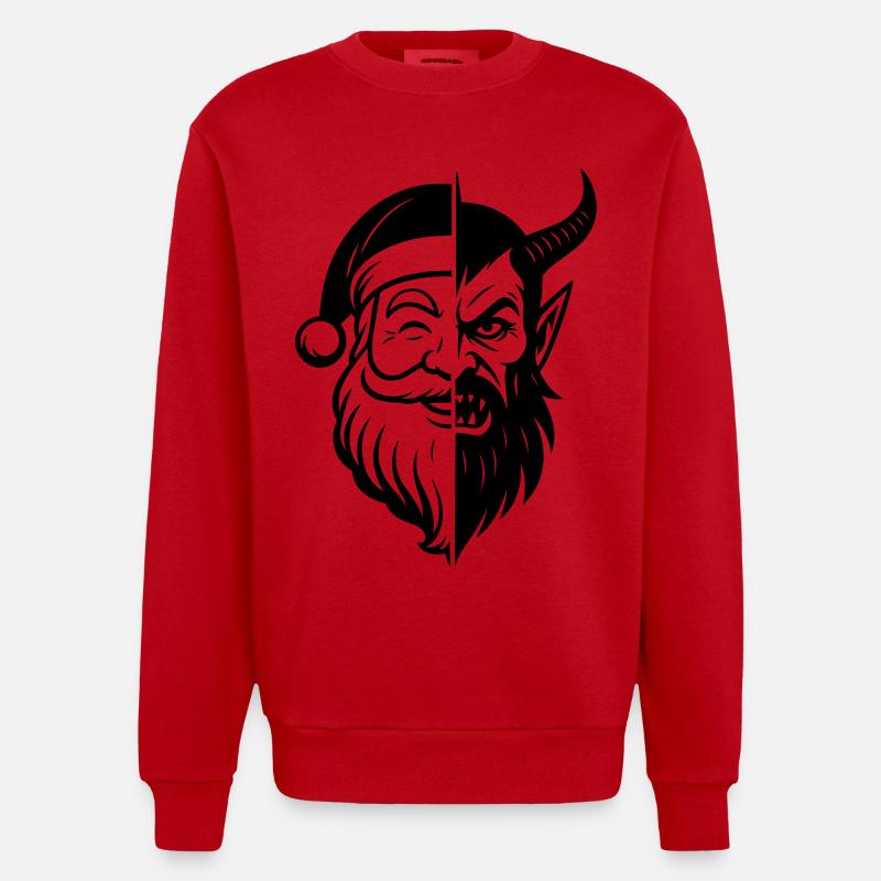 Weihnachtsmann und Weihnachtsmann Peitscher - Heavyweight Oversized Organic Crew Neck Made in EU - Rot