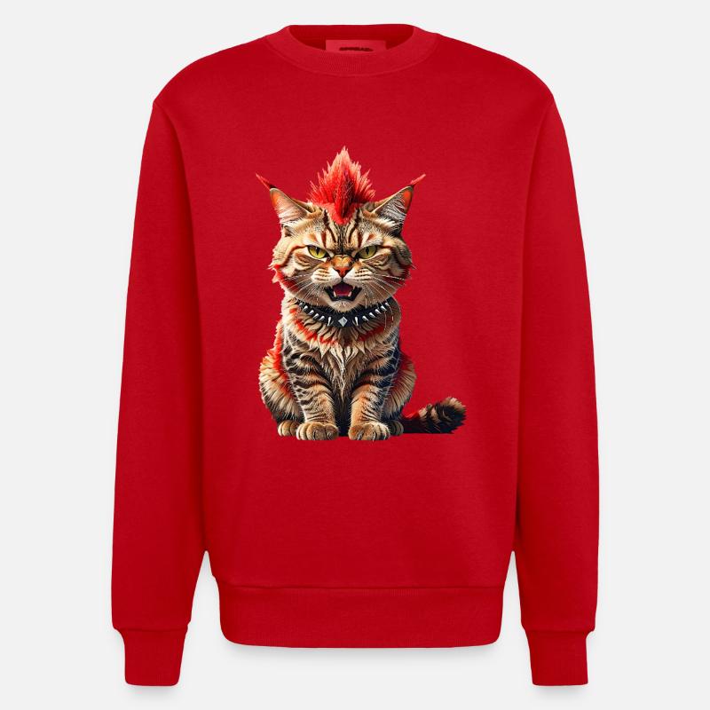 Punk Cat - Sweat bio épais oversize fabriqué en UE - rouge