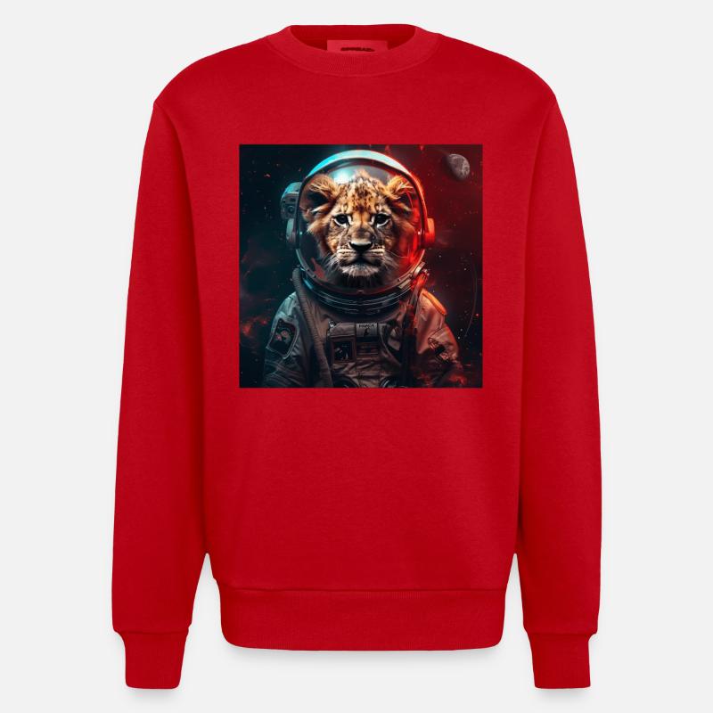 Löwe - Heavyweight Oversized Organic Crew Neck Made in EU - Rot