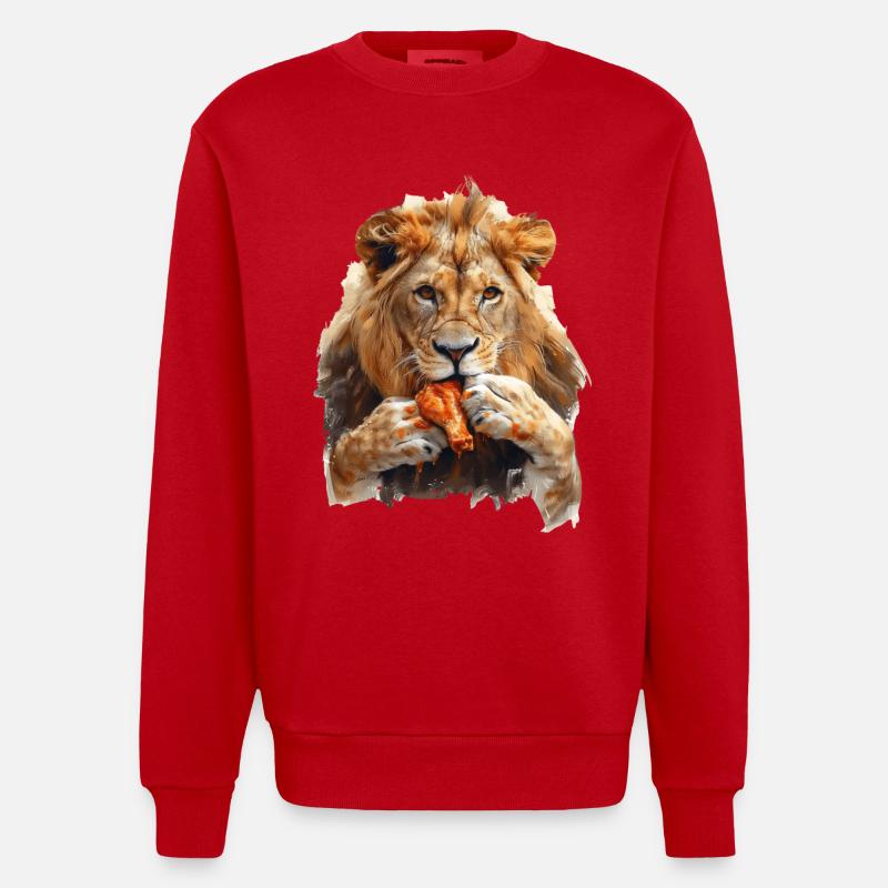 Lion - Sweat bio épais oversize fabriqué en UE - rouge