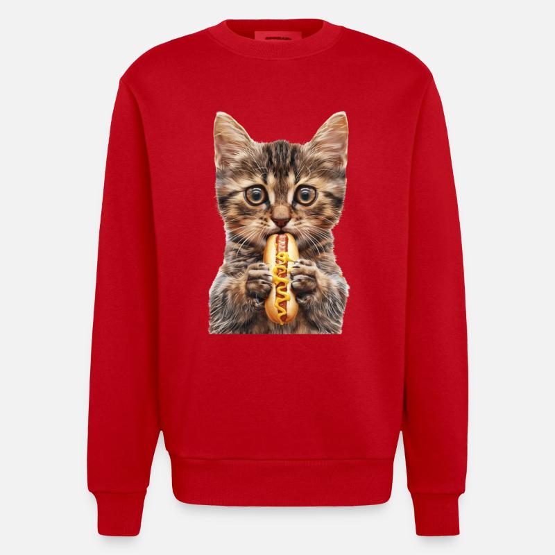 Katze - Heavyweight Oversized Organic Crew Neck Made in EU - Rot