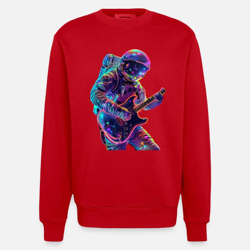 Guitare astronaute - Sweat bio épais oversize fabriqué en UE - rouge