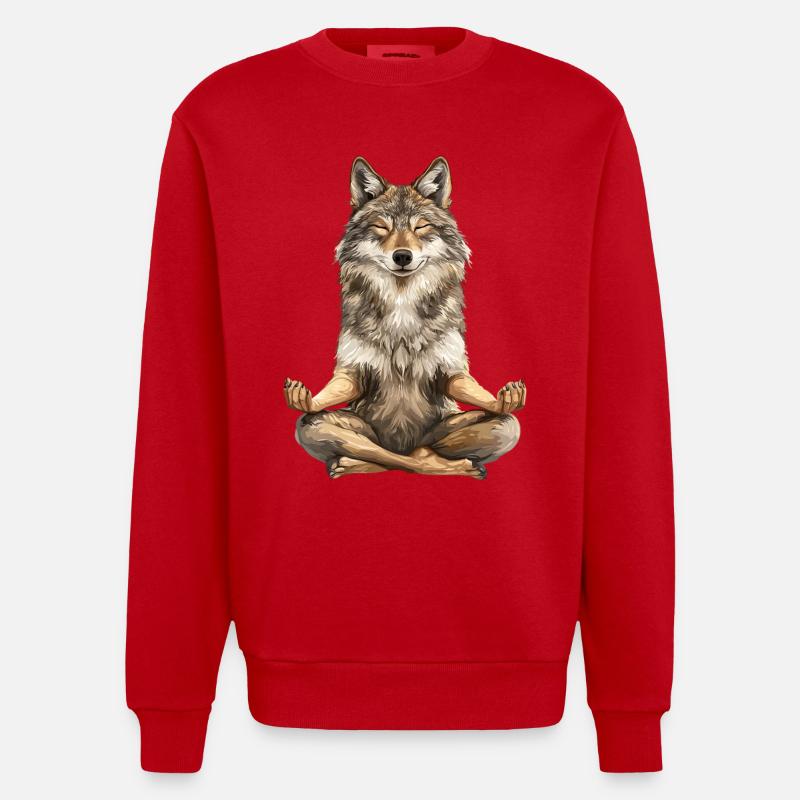 Wolf - Heavyweight Oversized Organic Crew Neck Made in EU - Rot